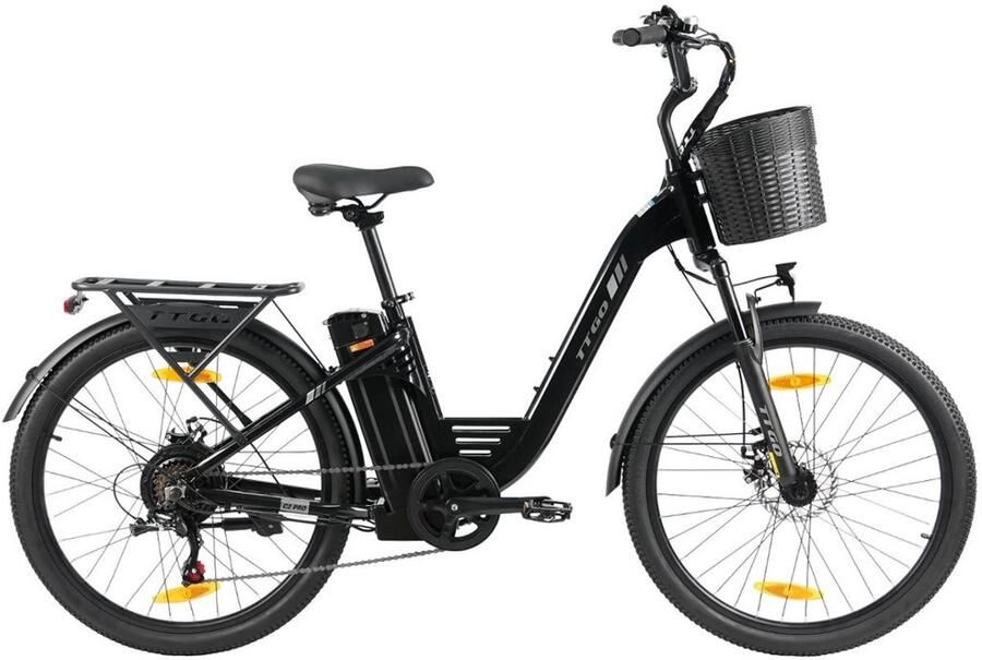 SmartAI 26-inch Elektrische Fiets Motor 250W 36 V 18 Ah accu elektrische stadsfiets en e-Dutch bike met Aluminium frame maximaal bereik 120 km Shi o 7 versnellingen LCD-display -Waterdicht -Zwart
