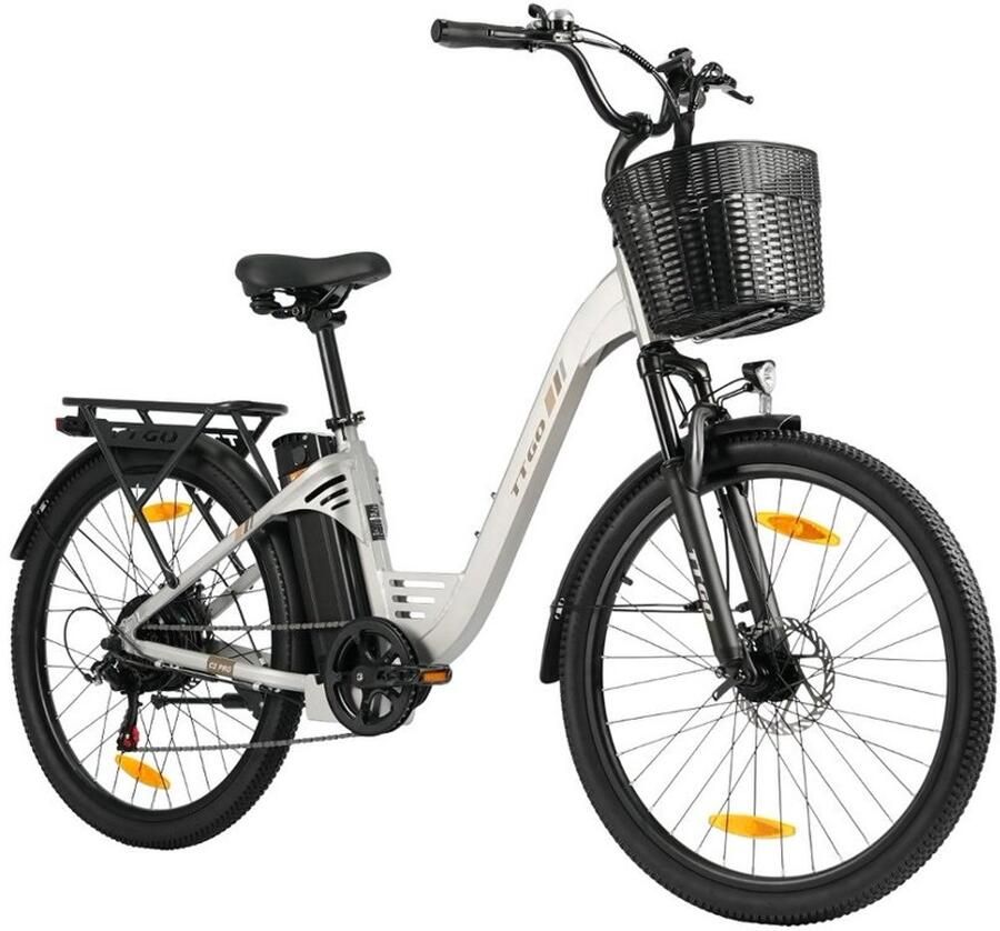 SmartAI 26-inch Elektrische Fiets Motor 250W 36 V 18 Ah accu elektrische stadsfiets en e-Dutch bike met Aluminium frame maximaal bereik 120 km Shi o 7 versnellingen LCD-display -Waterdicht -Zilver