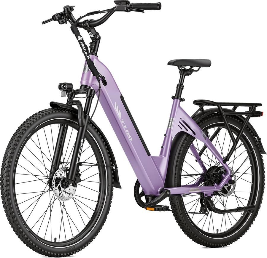 SmartAI 27.5 Elektrische stadsfietsen – 648WH Lithium Accu – Actieradius tot 120 km –250W Motor – 48V 13.5Ah Accu – Shi o 7s – Hydraulische Schijfrem – Drievoudige Vering – Elektrische Fiets 70 Nm- Paars
