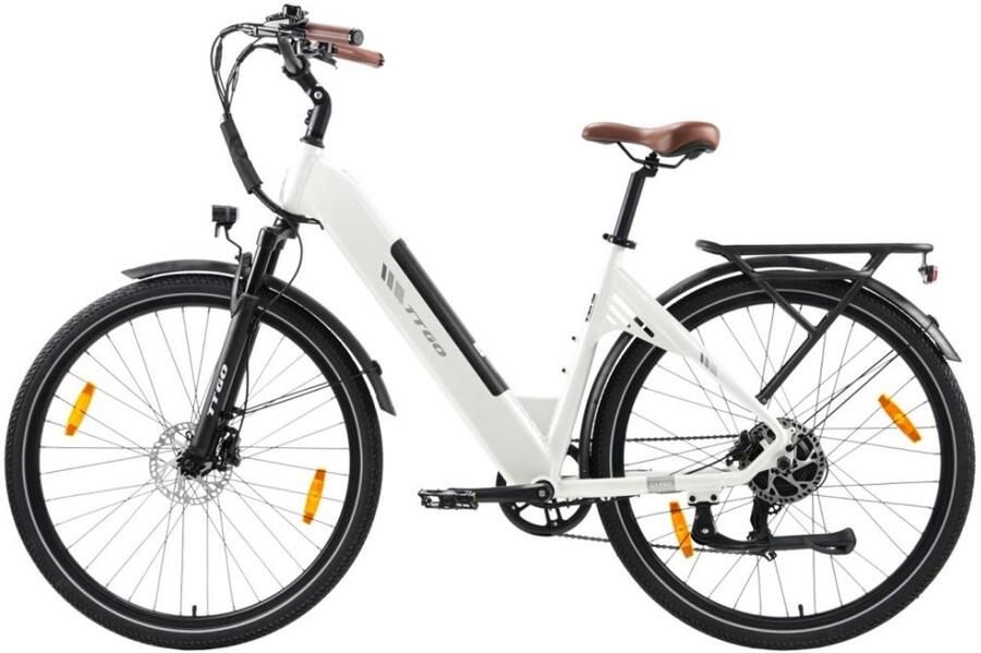SmartAI 28-inch Elektrische Fiets Stadsfiets 250W Motor 36V20Ah Accu Max Snelheid 25km u 3A snelladen Max 120km Bereik Shi o 7 Versnellingen voor en nen Wit