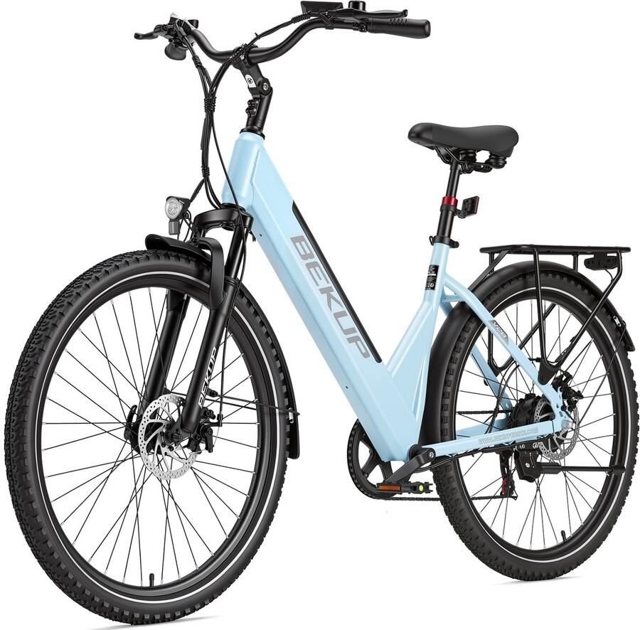 SmartAI 28 inch Elektrische stadsfiets Comfortabele stadsfiets 522Wh lange actieradius accu 250W achterwielmotor 45Nm koppel Shi o 7 versnellingen Schijfrem voor en achter LCD-display Geveerde zadelpen Blauw