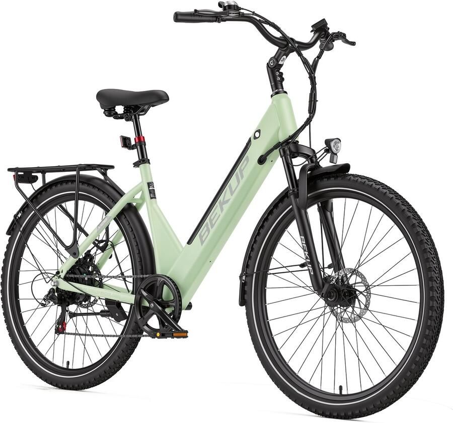 SmartAI 28 inch Elektrische stadsfiets Comfortabele stadsfiets 522Wh lange actieradius accu 250W achterwielmotor 45Nm koppel Shi o 7 versnellingen Schijfrem voor en achter LCD-display Geveerde zadelpen Groente