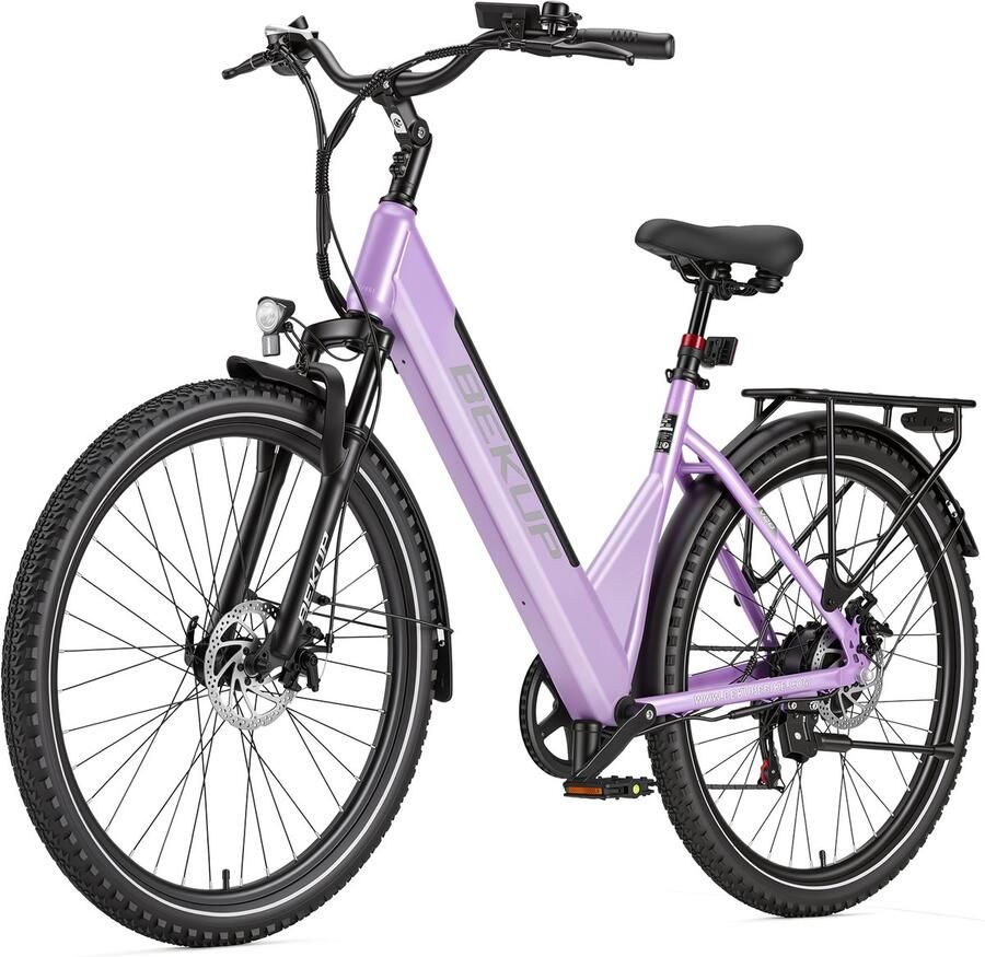 SmartAI 28 inch Elektrische stadsfiets Comfortabele stadsfiets 522Wh lange actieradius accu 250W achterwielmotor 45Nm koppel Shi o 7 versnellingen Schijfrem voor en achter LCD-display Geveerde zadelpen Paars