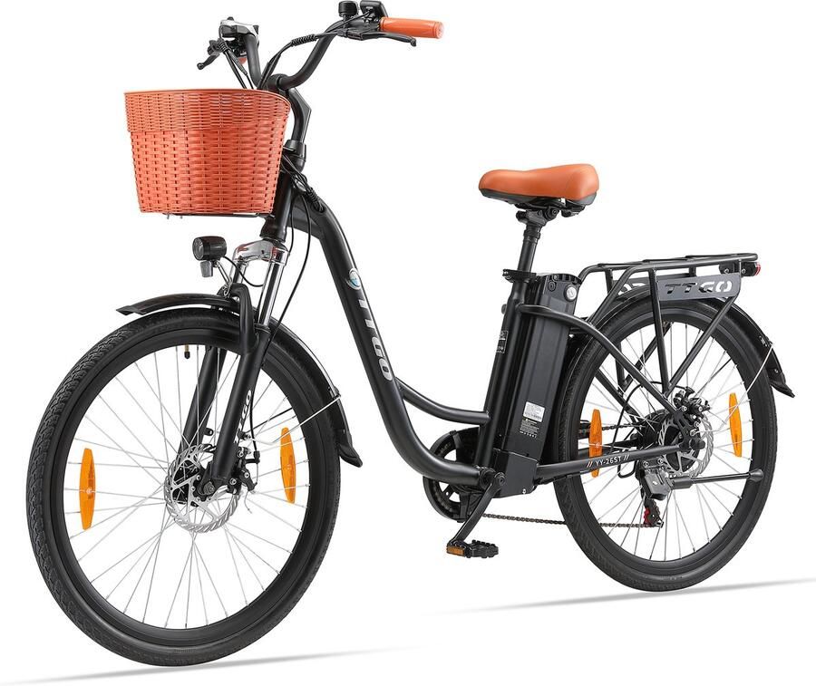 SmartAI Elektrische Fiets 250W Motor 36V14.5Ah Accu 26x1.75 Banden Max Snelheid 25km u Max Bereik 60-75km Shi o 6 Versnellingen Zwart