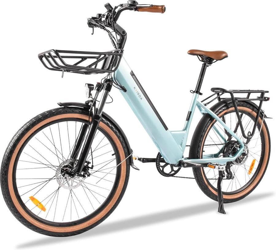 SmartAI Elektrische fiets 26 Inch Damesfiets-Herenfiets-Aluminiumlegering- met 7 versnellingen -36 V 17.6 Ah -elektrische stadsfiets -Achterwielmotor 250W Mechanische schijfrem -tot 100km- IP54 Waterdicht Blauw