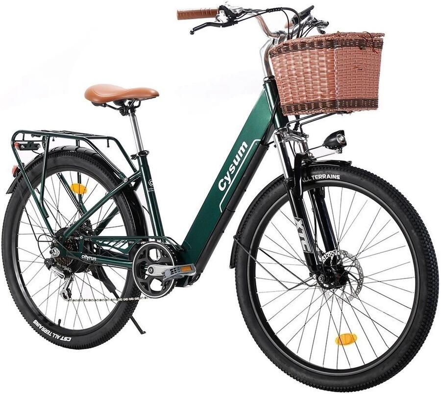 SmartAI Elektrische Fiets -26 Inch E-bike 36V 10Ah Uitneembare Accu Actieradius 80 km Shimano 7 Versnellingen Schijfremmen Verlichting- Elektrische stadsfietsen- Elektrische fietsen voor dames- Ideaal voor Woon-werkverkeer -Groente