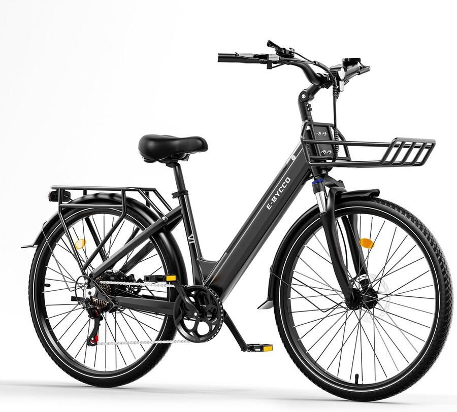 SmartAI Elektrische Fiets 28 Inch 36V 15.6AH Accu Actieradius Tot 90 Km 28×1.5 Inch Wielen- Aluminium Lage Instapframe -Shi o 7 Versnellingen Mechanische Schijfrem LCD Display Elektrische Stadsfiets Grijs