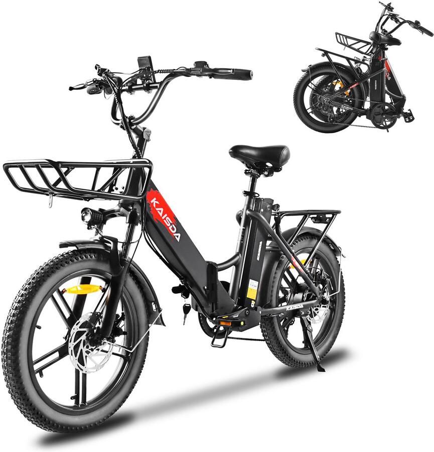 SmartAI Elektrische fiets Actieradius 140km 20 Inch Commuter E-Bike Verwijderbare batterij 36V 20.8Ah Motor 250W Shi o 7 versnellingen LCD-display- 180 mmMechanische Schijfrem Fatbike Zwart