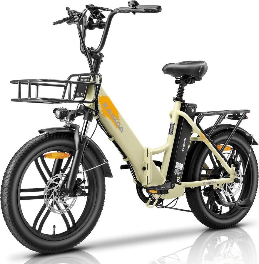 SmartAI Elektrische fiets Actieradius 140km 20 Inch Commuter E-Bike Verwijderbare batterij 36V 20.8Ah Motor 250W Shi o 7 versnellingen LCD-display- 180 mmMechanische Schijfrem Fatbike Khaki
