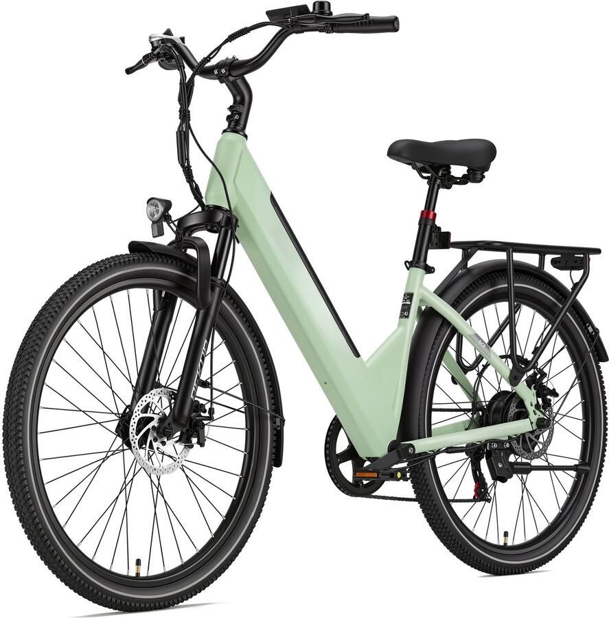 SmartAI Elektrische fiets Actieradius 75km Verwijderbare batterij 36V 14.5Ah Motor 250W Shi o 7 versnellingen 26 Inch City Commuter EBike Groente