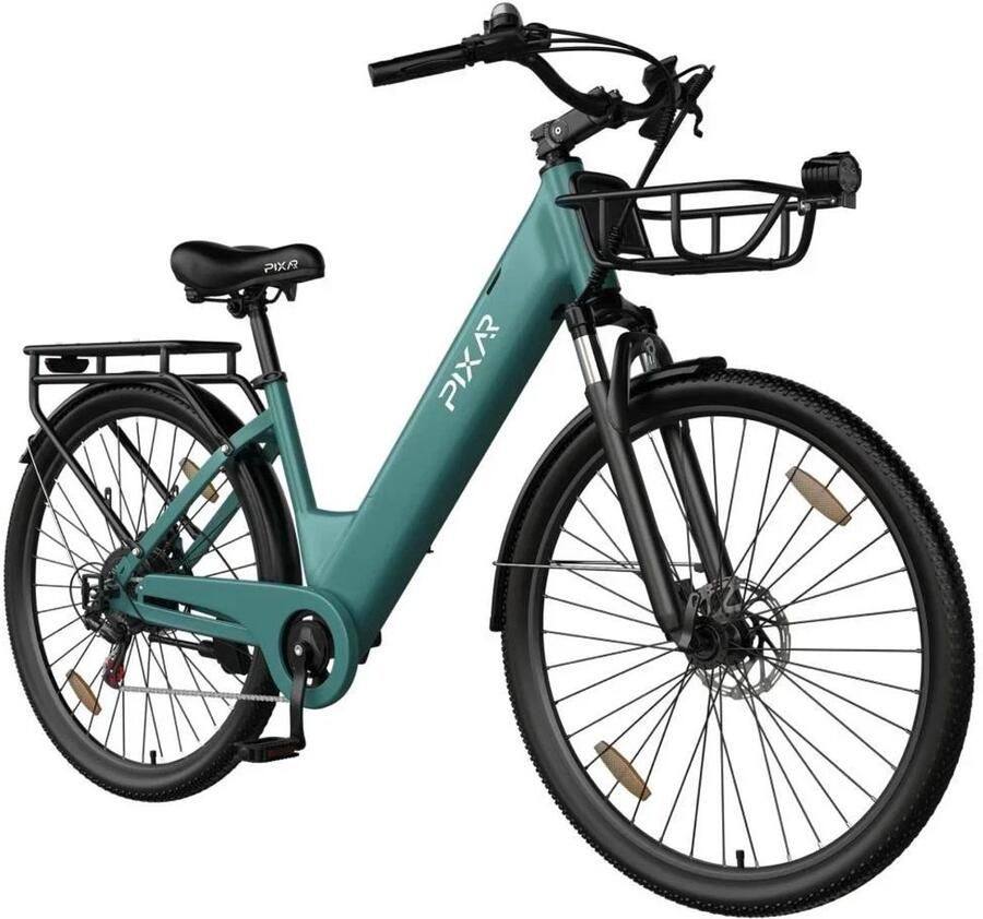SmartAI SmarAI C1 Pro Elektrische Stadsfiets 28 Inch 250W Motor 36V18Ah Accu Extra Groot Bereik tot 120 km- Shi o 7 versnellingen Verende Voorvork Inclusief Fiets d en Slot-Groente