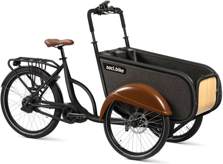 SociBike Compact elektrische bakfiets midmotor zwart