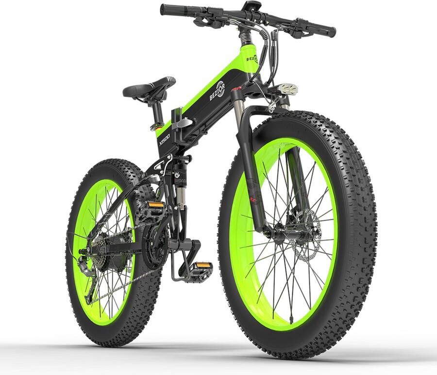 Sojupcal 1x Elektrische fatbike 100km bereik 250W motor 26x4 0 banden vouwbaar frame stadsfiets 5 slimme LCD-meter Zwart en groen