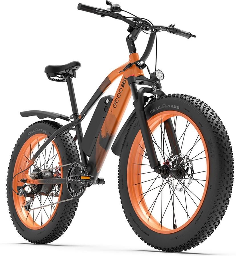 Sojupcal 1x Elektrische fatbike 150km bereik 250W motor 26x4 0 banden Shi o 7-speed stadsfiets zwart oranje