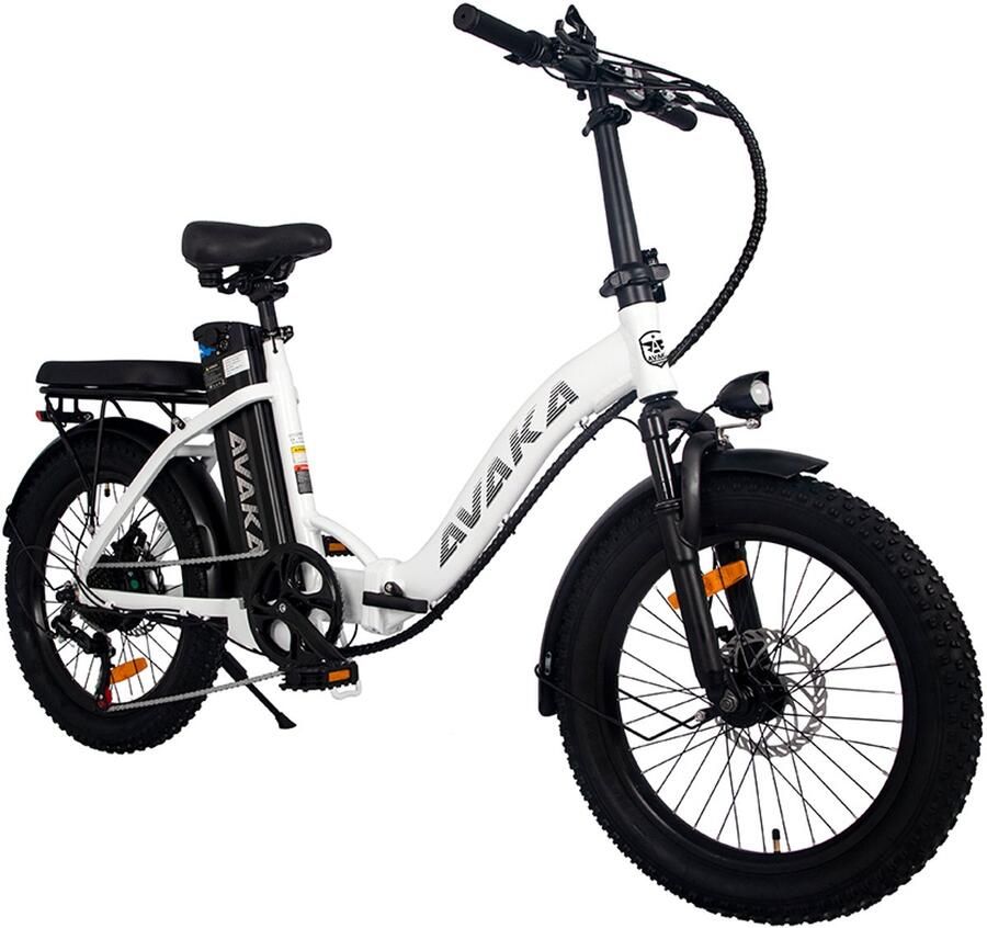 Sojupcal 1x Elektrische fatbike 80km bereik 250W motor 20x3 0 banden vouwbaar frame stadsfiets Wit
