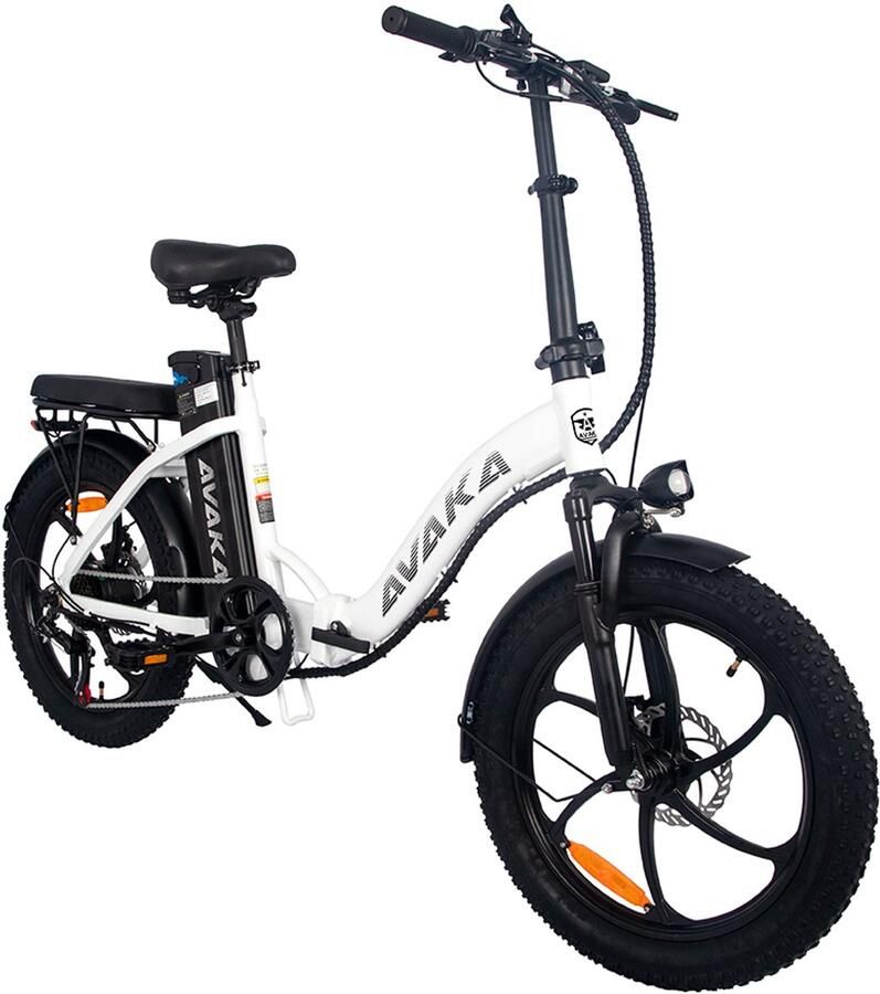 Sojupcal 1x Elektrische Vouwfiets Geïntegreerd wiel 250W Motor 80km Bereik Elektrische Fatbike Pedelec 25 km u zwerkverkeer in de stad Wit