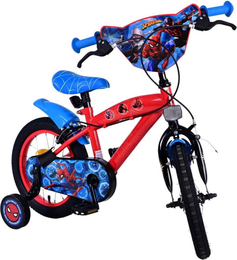 Spider-Man Ultimate Kinderfiets Jongens 14 inch Blauw Rood Twee handremmen