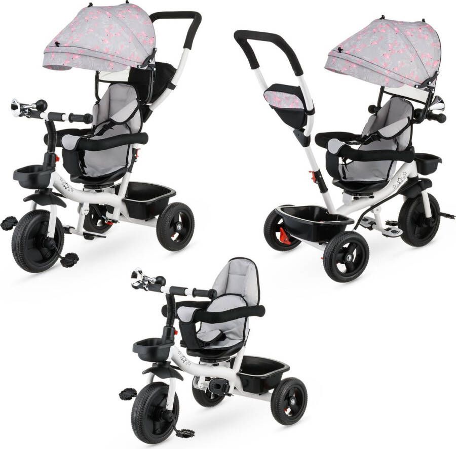 Stars Driewieler Kinderfiets 3-in-1 Fiets Bolderwagen Kinderwagen Draaibare Zitting tot 25 kg Opvouwbare Luifel Veiligheidsgordel