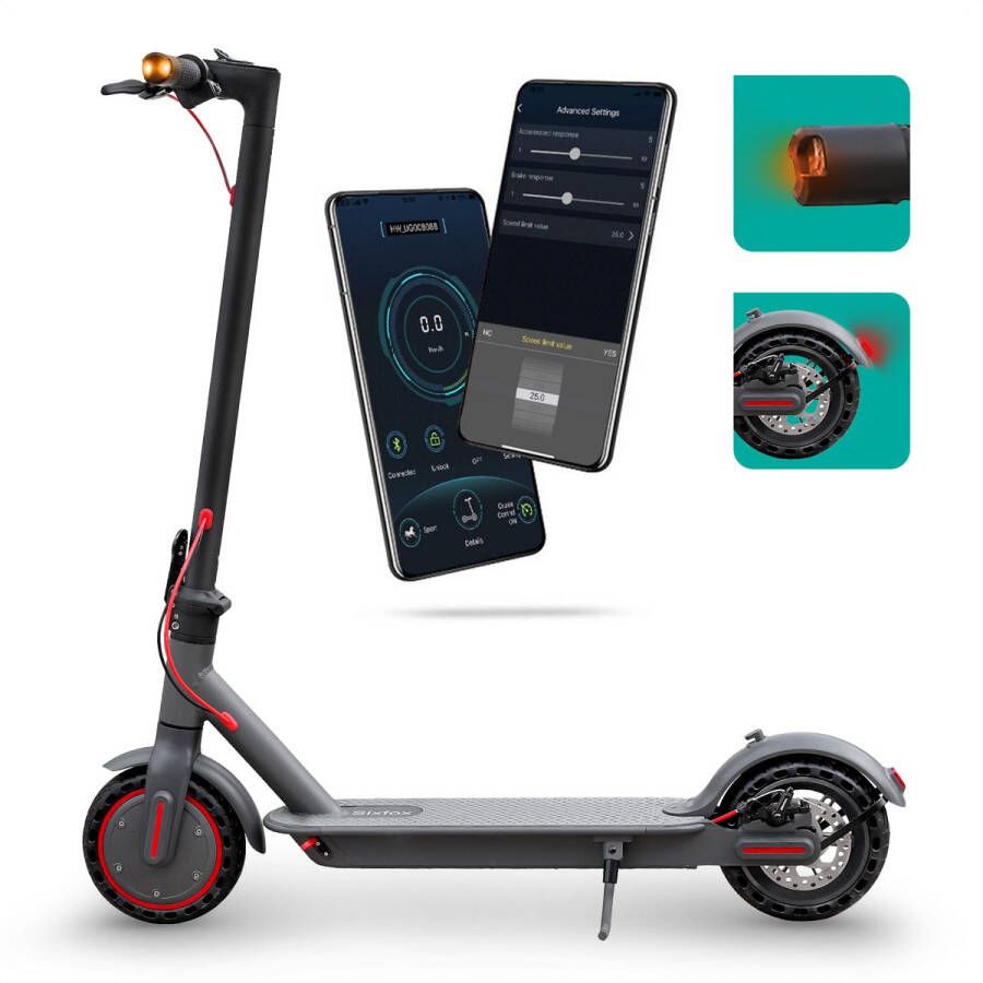 Stay-on Sixfox TX Elektrische step met knipperlichten Krachtige 350W motor 31km h Max. 30km Compact inklapbaar Smart-App