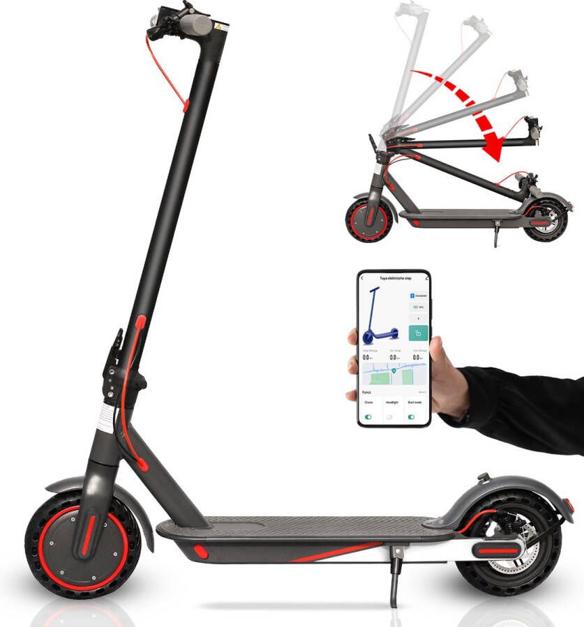 Stay-on Tuya Elektrische Step met Krachtige 350W Motor en Slot Snelheid tot 31km h Bereik tot 30km Compact Inklapbaar Inclusief Smart-App