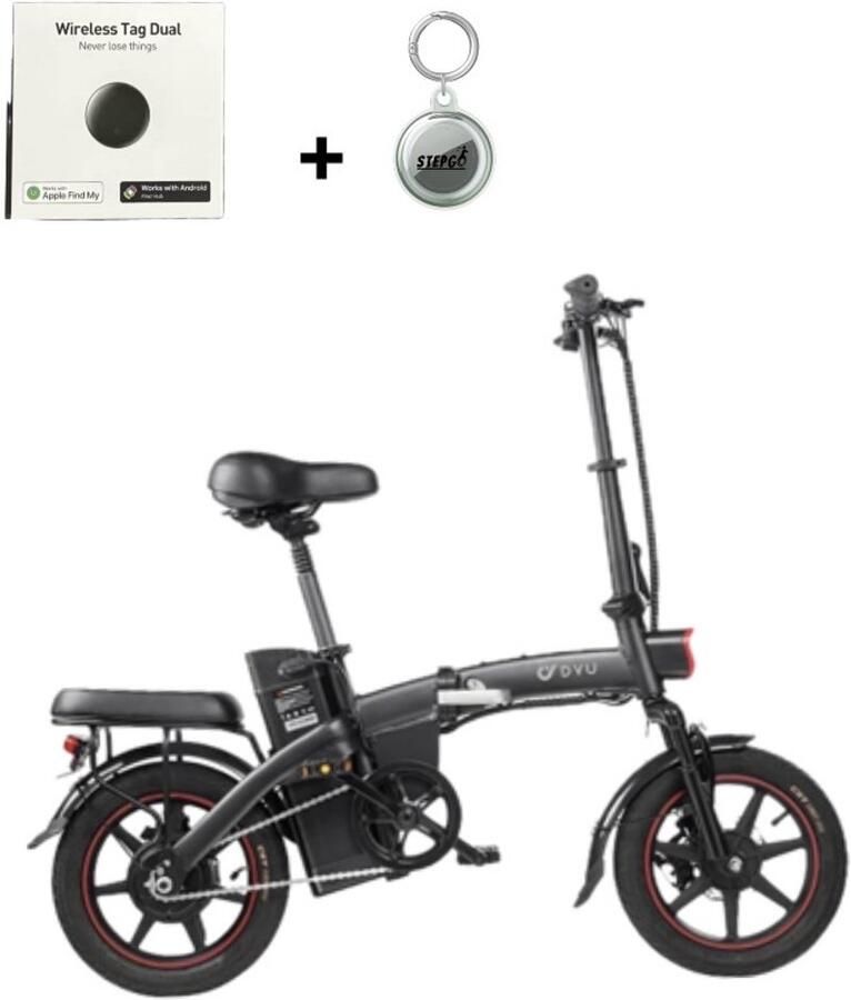 Stepgo elektrische fiets vouwfiets DYU A5 opvouwbaar inclusief tracker traceer systeem 50 60 km bereik