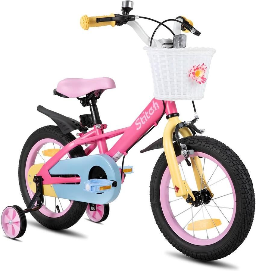 Stitch Macaron 12 14 16 18 inch kinderfiets voor en van 2-9 jaar sfiets met d en steunwielen - Foto 1
