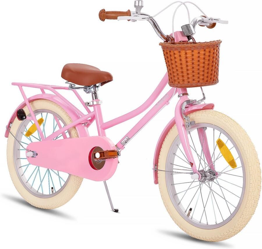 Stitch Manchi Meisjesfiets 18 Inch Zijwieltjes Bell Handrem Voor V-Brake en Achter Trommelrem Roze