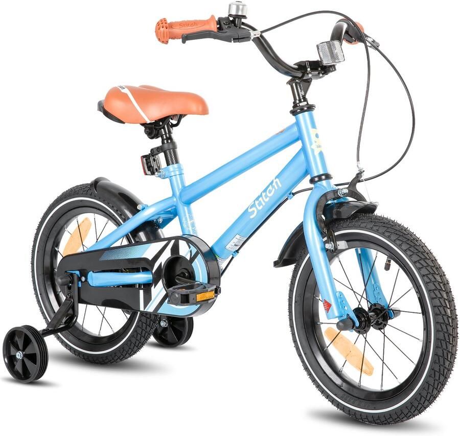 Stitch Totem Jongensfiets 16 Inch Kinderfiets voor 4 tot 7 Jaar Met Zijwieltjes Blauw
