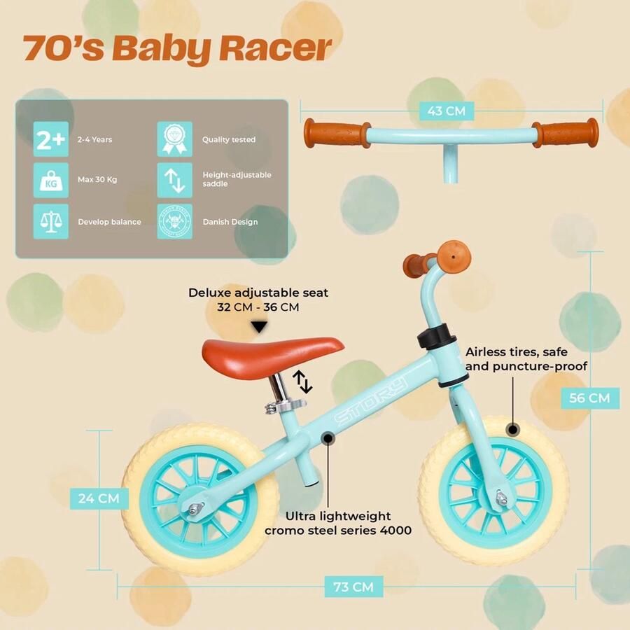 Story 70 s Baby Racer Loopfiets Mint Blue