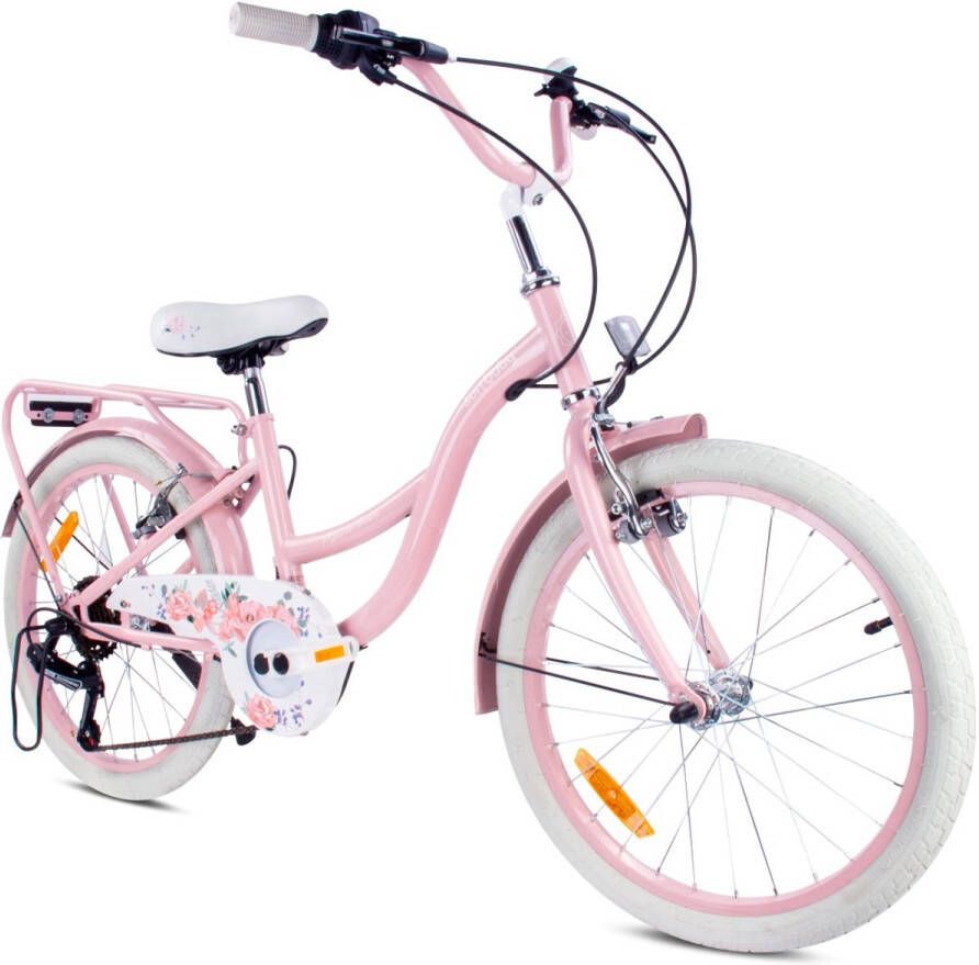 Sun Baby Flower Bike Fiets voor een meisje van 6 tot 10 jaar 20 inch Roze 6 versnellingen Shimano kinderfiets in hoogte verstelbaar