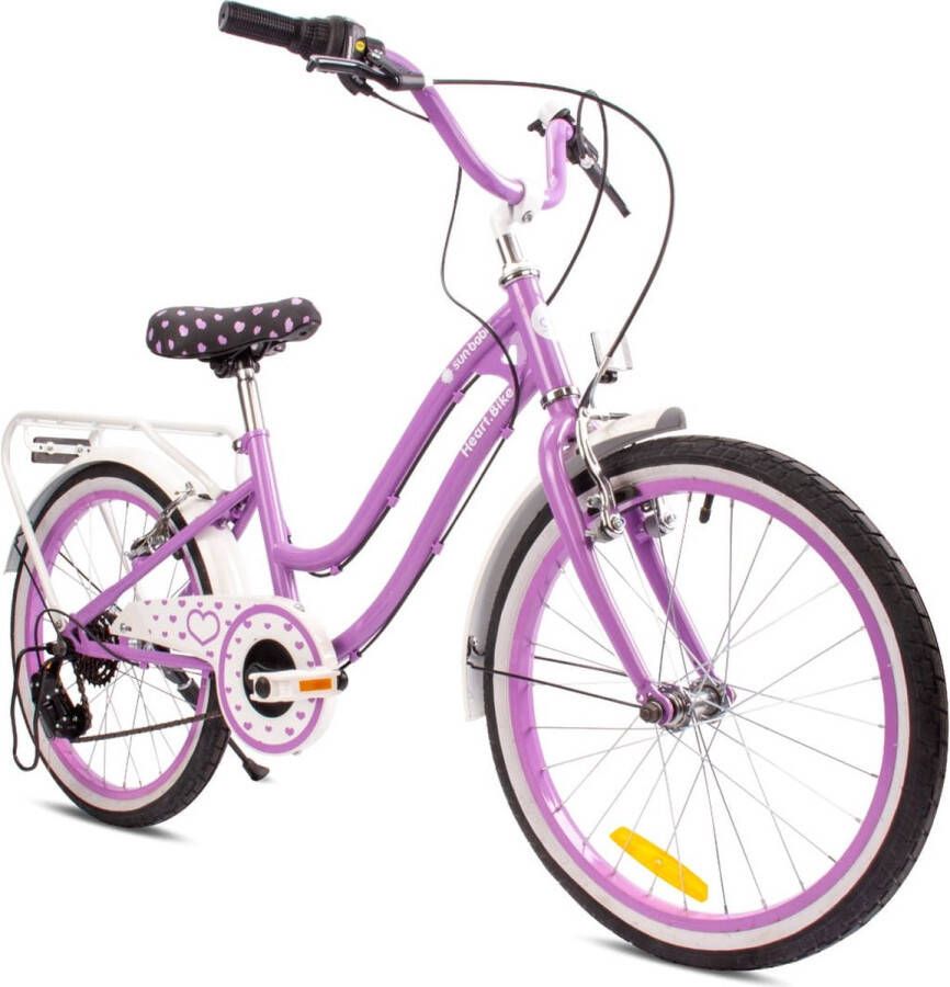 Sun Baby Heart Bike Fiets voor een meisje van 6 tot 10 jaar 20 inch Paars 6 versnellingen Shimano kinderfiets in hoogte verstelbaar