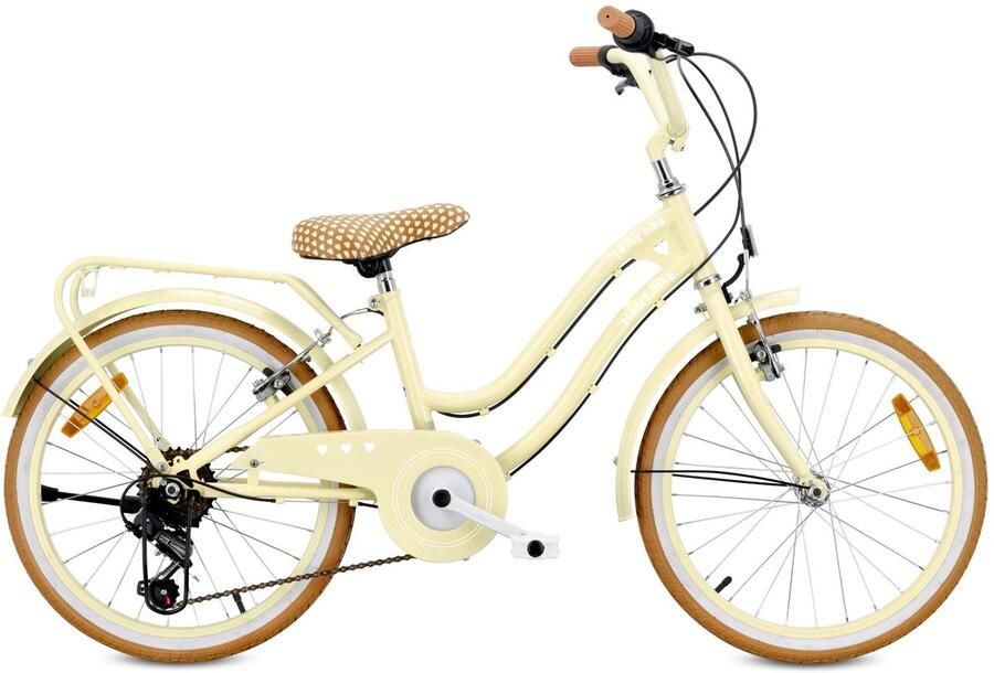 Sun Baby Heart Bike Fiets voor een meisje van 6 tot 10 jaar 20 inch 6 versnellingen Shimano kinderfiets in hoogte verstelbaar (Butter Yellow)
