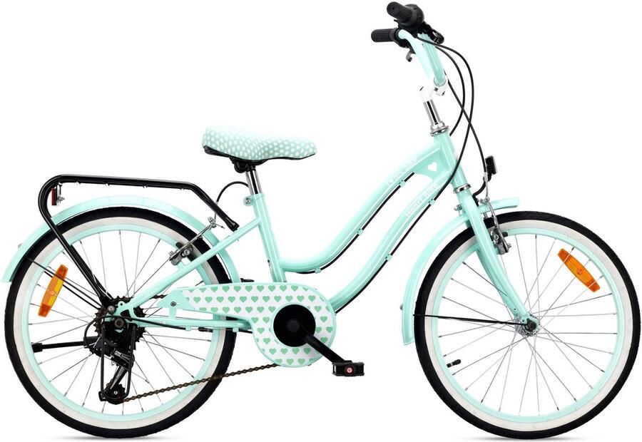 Sun Baby Heart Bike Fiets voor een meisje van 6 tot 10 jaar 20 inch Munt 6 versnellingen Shimano kinderfiets in hoogte verstelbaar