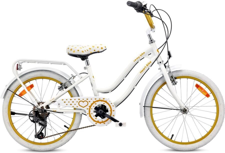 Sun Baby Heart Bike Fiets voor een meisje van 6 tot 10 jaar 20 inch Wit goud 6 versnellingen Shimano kinderfiets in hoogte verstelbaar