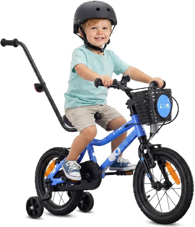 Sun Baby Kinderfiets 14 Inch LOOFI Fiets voor Jongen 3-5 Jaar Max 50 kg lichtgewicht 7 2 kg aluminium frame met zijwieltjes mandje bel stickers Blauw - Foto 3
