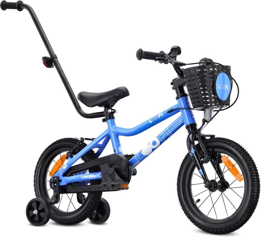 Sun Baby Kinderfiets 14 Inch LOOFI Fiets voor Jongen 3-5 Jaar Max 50 kg lichtgewicht 7 2 kg aluminium frame met zijwieltjes mandje bel stickers Blauw - Foto 2