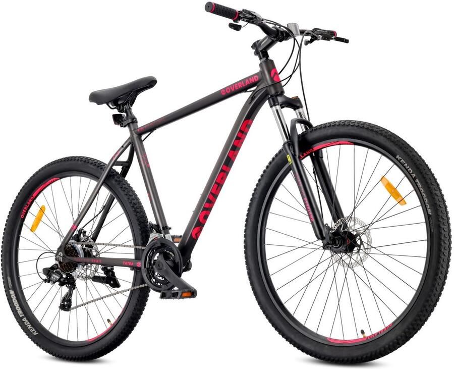 Sun Baby Mountainbike 29 Tatra Bikes Overland MTB-fiets voor en fiets 29 21 inch aluminium frame 7 versnellingen schokdemper schijfrem Zwart-Fuchsia