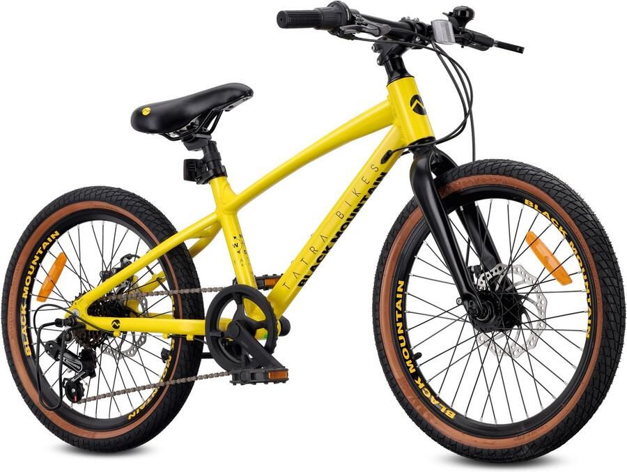 Sun Baby Tatra Bikes Kinderfiets 20 inch Fiets voor Kinderen van 5 tot 8 jaar met aluminium frame 6 derailleurversnellingen schijfremmen bel voetsteun reflectoren (Geel)