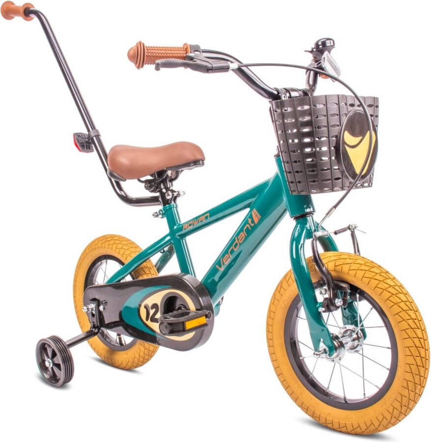 Sun Baby Verdant Bike Kinderfiets voor jongens 12 inch Donkergroen leeftijd 2 tot 6 jaar met zijwieltjes duwstang handrem