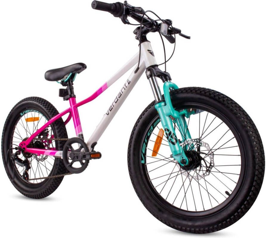 Sun Baby Verdant Bike Kinderfiets voor jongens 20 inch wielmaat te kiezen uit 6 versnellingen Shimano van 6 tot 10 jaar in hoogte verstelbaar (Wit Roze)