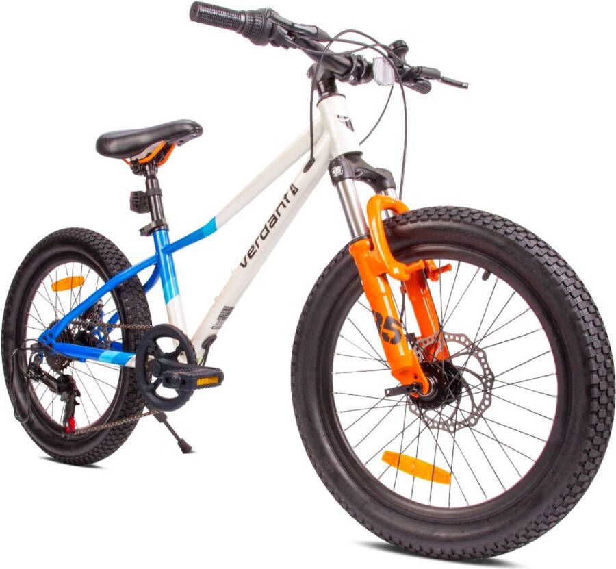 Sun Baby Verdant Bike Kinderfiets voor jongens 20 inch Wit Blauw Oranje wielmaat te kiezen uit 6 versnellingen Shimano van 6 tot 10 jaar in hoogte verstelbaar