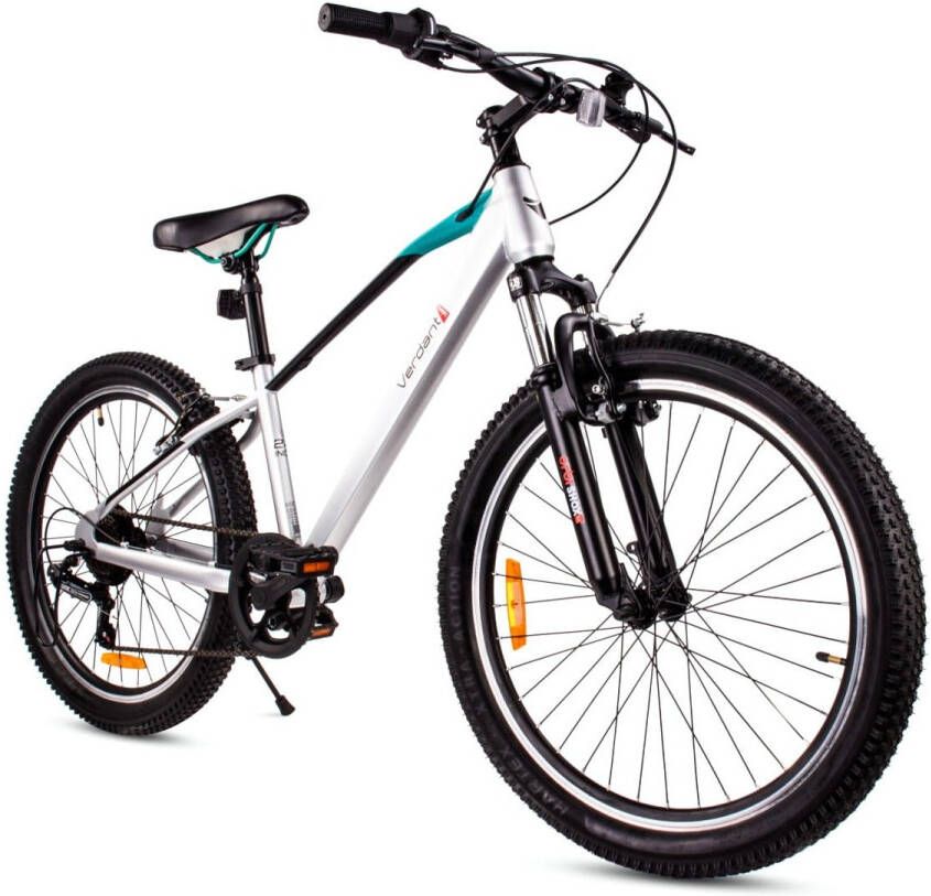 Sun Baby Verdant Bike Kinderfiets voor jongens 24 inch te kiezen uit 7 versnellingen Shimano van 8 tot 12 jaar met schokdemper V-Brake (Zilver)