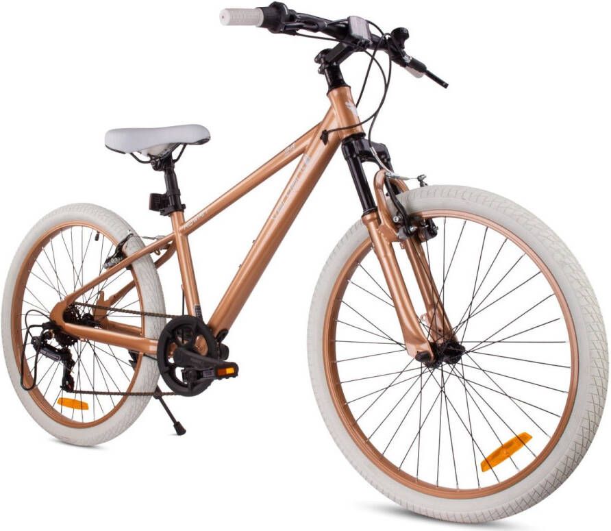 Sun Baby Verdant Bike Kinderfiets voor jongens 24 inch te kiezen uit 7 versnellingen Shimano van 8 tot 12 jaar met V-brakes schokdemper bel zijstandaard (Cappuccino)