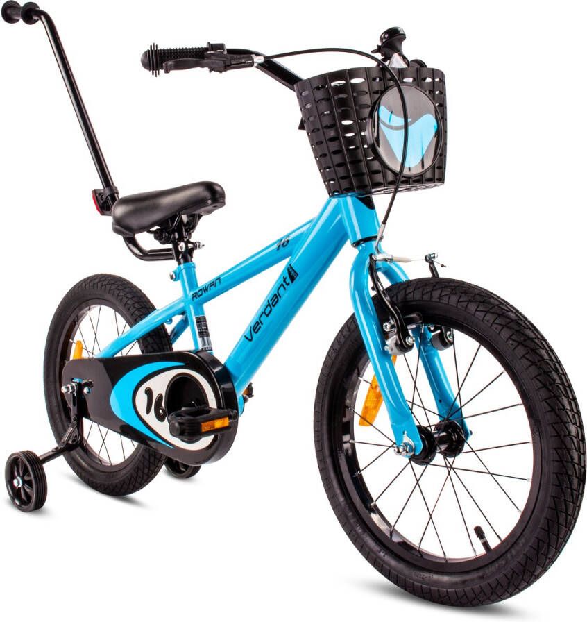 Sun Baby Verdant Bike Kinderfiets voor jongens van 4 tot 6 jaar 16 inch Blauw leeftijd 3 tot 6 jaar met zijwieltjes duwstang handrem