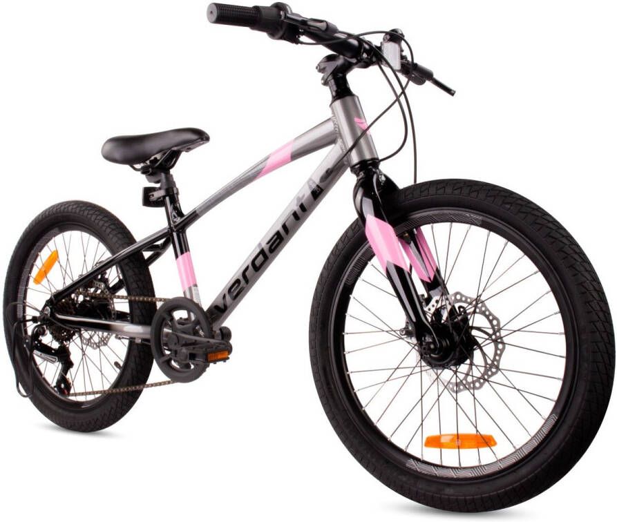 Sun Baby Verdant Kinderfiets voor jongens aluminium jeugdfiets 20 inch 6 versnellingen Shimano fiets voor kinderen van 6 tot 10 jaar in hoogte verstelbaar (Grafiet Roze)