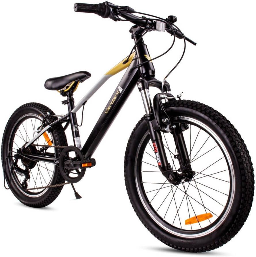 Sun Baby Verdant Kinderfiets voor jongens van 6 tot 10 jaar 20 inch 6 versnellingen Shimano kinderfiets verstelbare hoogte (Zwart en Goud)