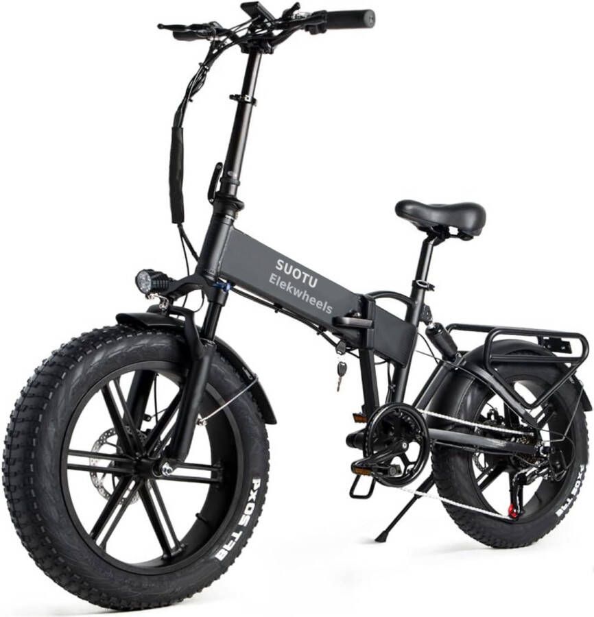 Suotu Elektrische Fiets Opvouwbare E-bike 20 Inch 13AH Elektrische Fatbike 7 Versnellingen Zwart