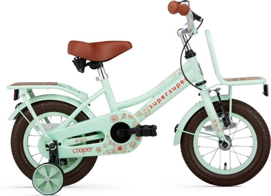 Supersuper Cooper Bamboo Kinderfiets Meisjesfiets 12 inch Pistache Groen