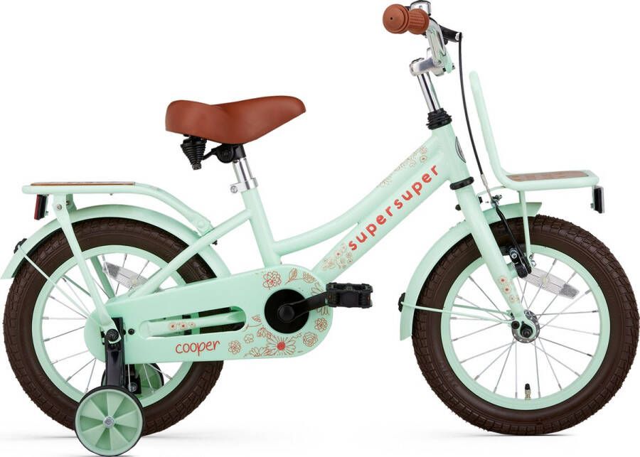 Supersuper Cooper Bamboo Kinderfiets Meisjesfiets 14 inch Pistache Groen