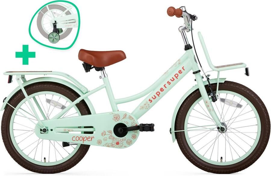 Supersuper Cooper Bamboo Kinderfiets Meisjesfiets 18 inch Pistache Groen